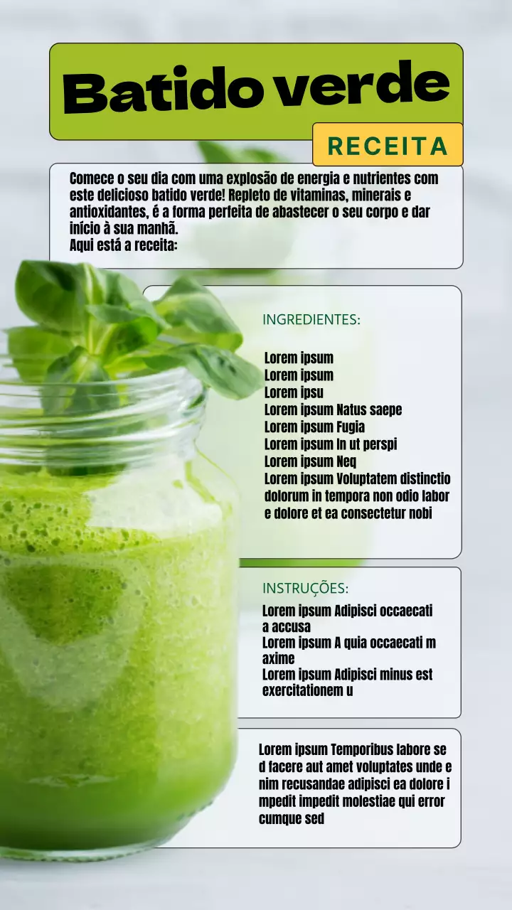 Receita de batido verde natural e refrescante