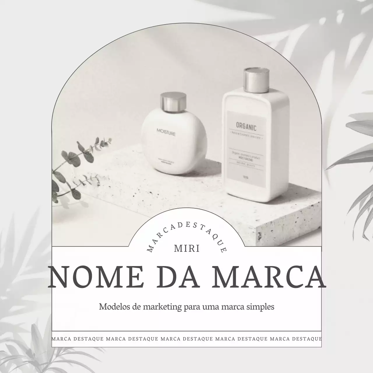 Promoção de marketing nas redes sociais de uma marca de beleza simples e branca