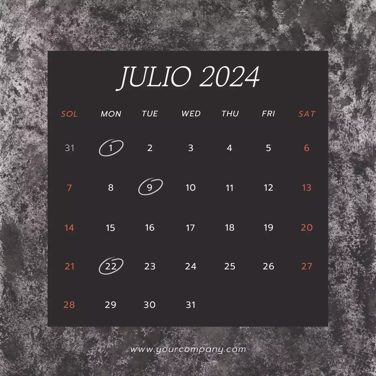Calendario de tendencias en gris y negro Promoción del blog