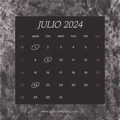 Calendario de tendencias en gris y negro Promoción del blog