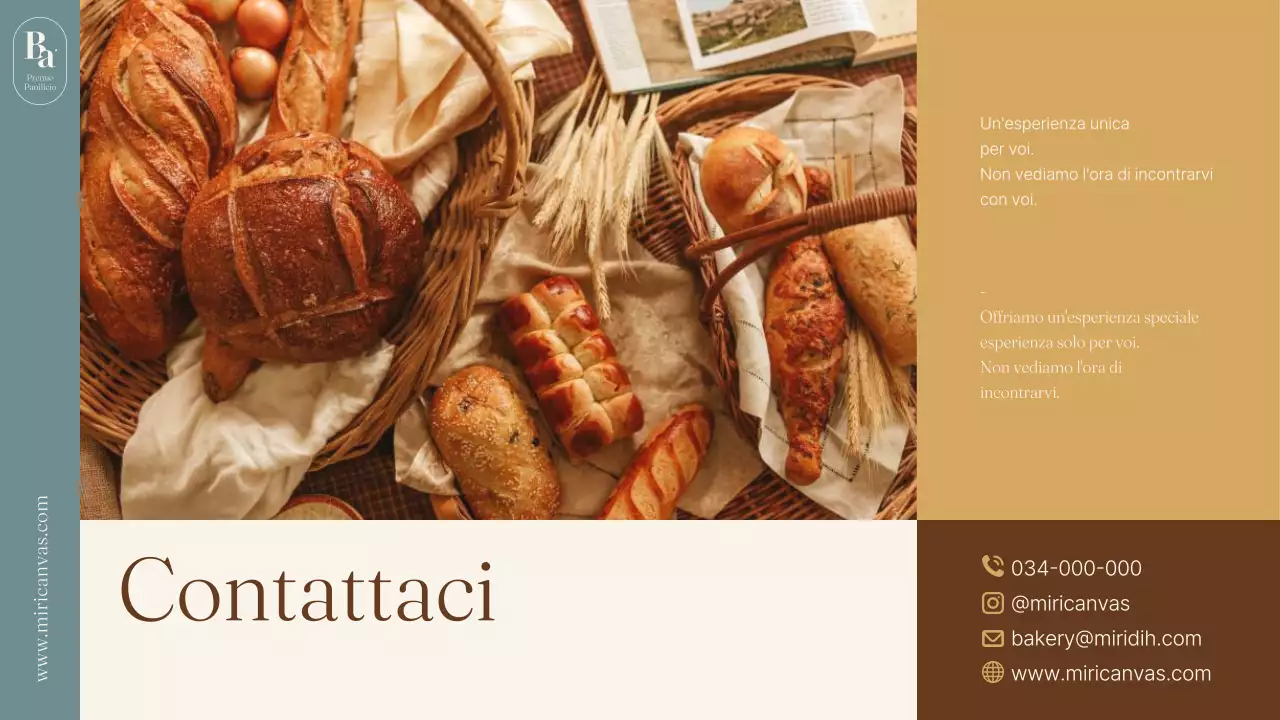 Briefing del marchio di una piccola impresa di panificazione minimalista in azzurro e marrone