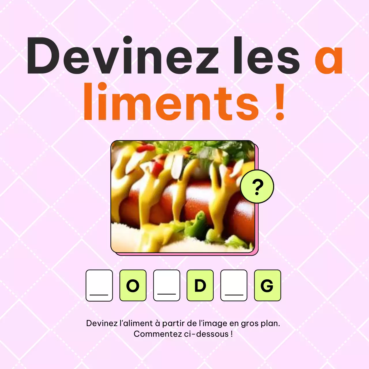 Pink and Beige Minimal Guess the Food Promotion (en anglais)