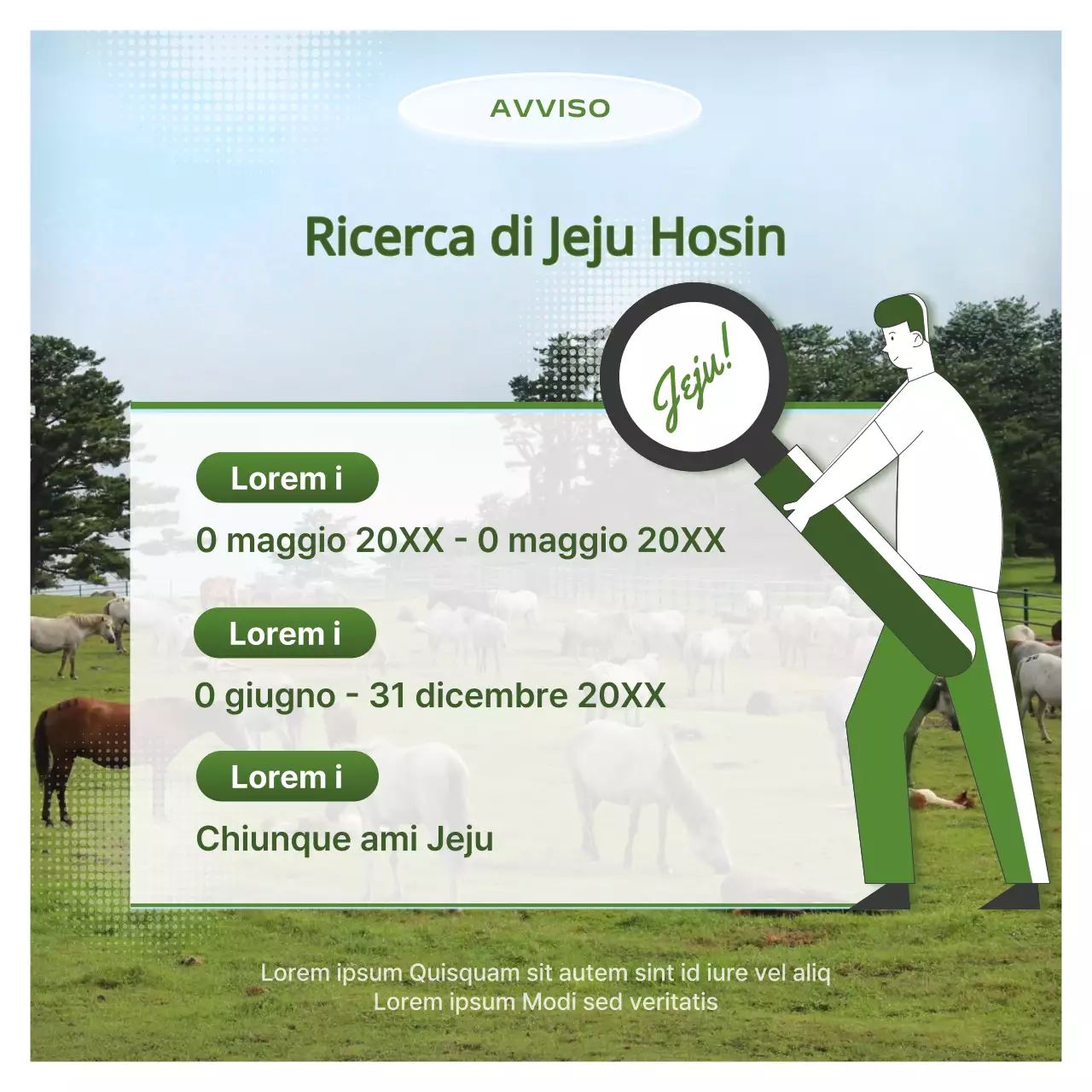 Una moderna guida di quartiere di Jeju in verde chiaro e blu cielo