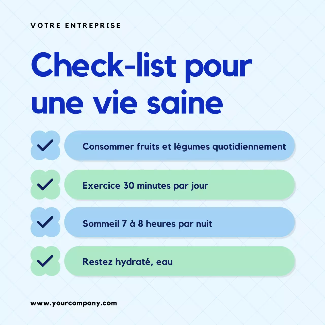 Liste de contrôle pour la journée mondiale de la santé