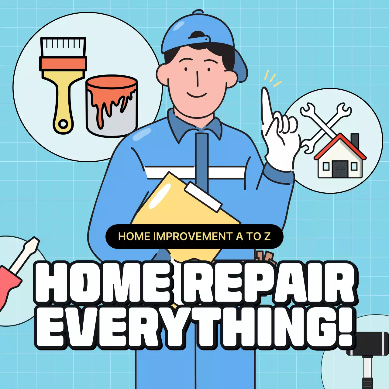 블루 모던 홈 가이드 소셜 미디어 게시물