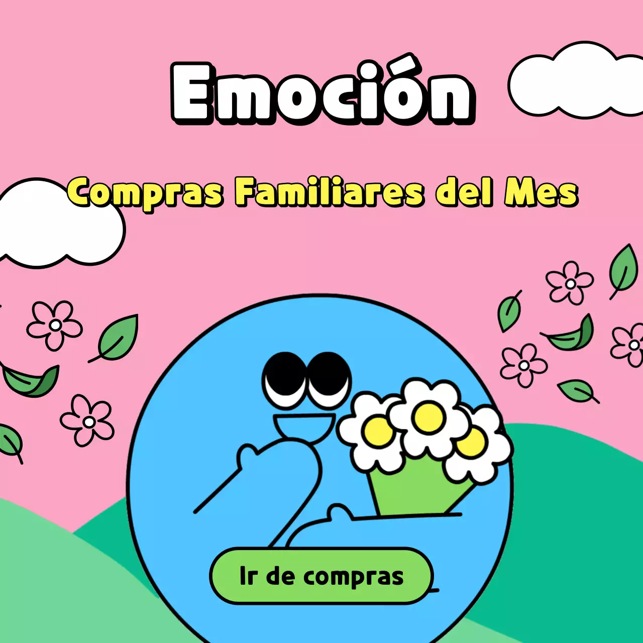 Anuncios en rosa y azul claro para el Mes de la Familia y las rebajas de primavera