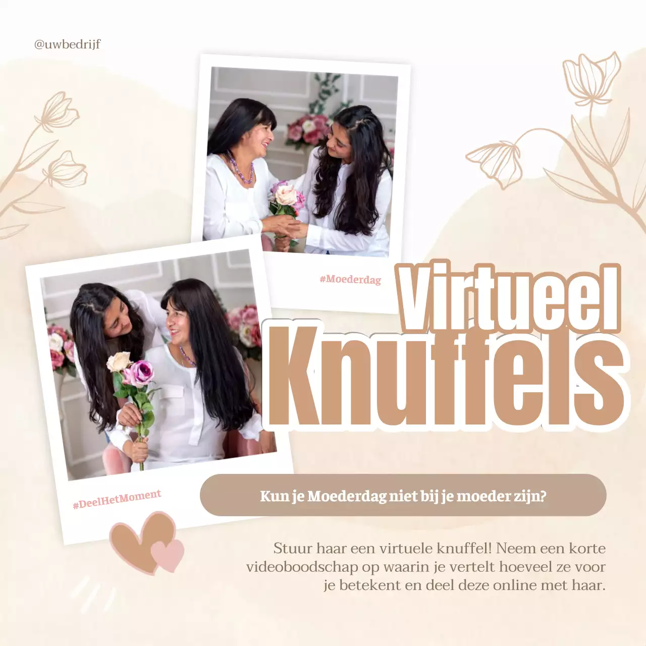 Bruine Eenvoudige Virtuele Knuffels Moederdag Publiciteit