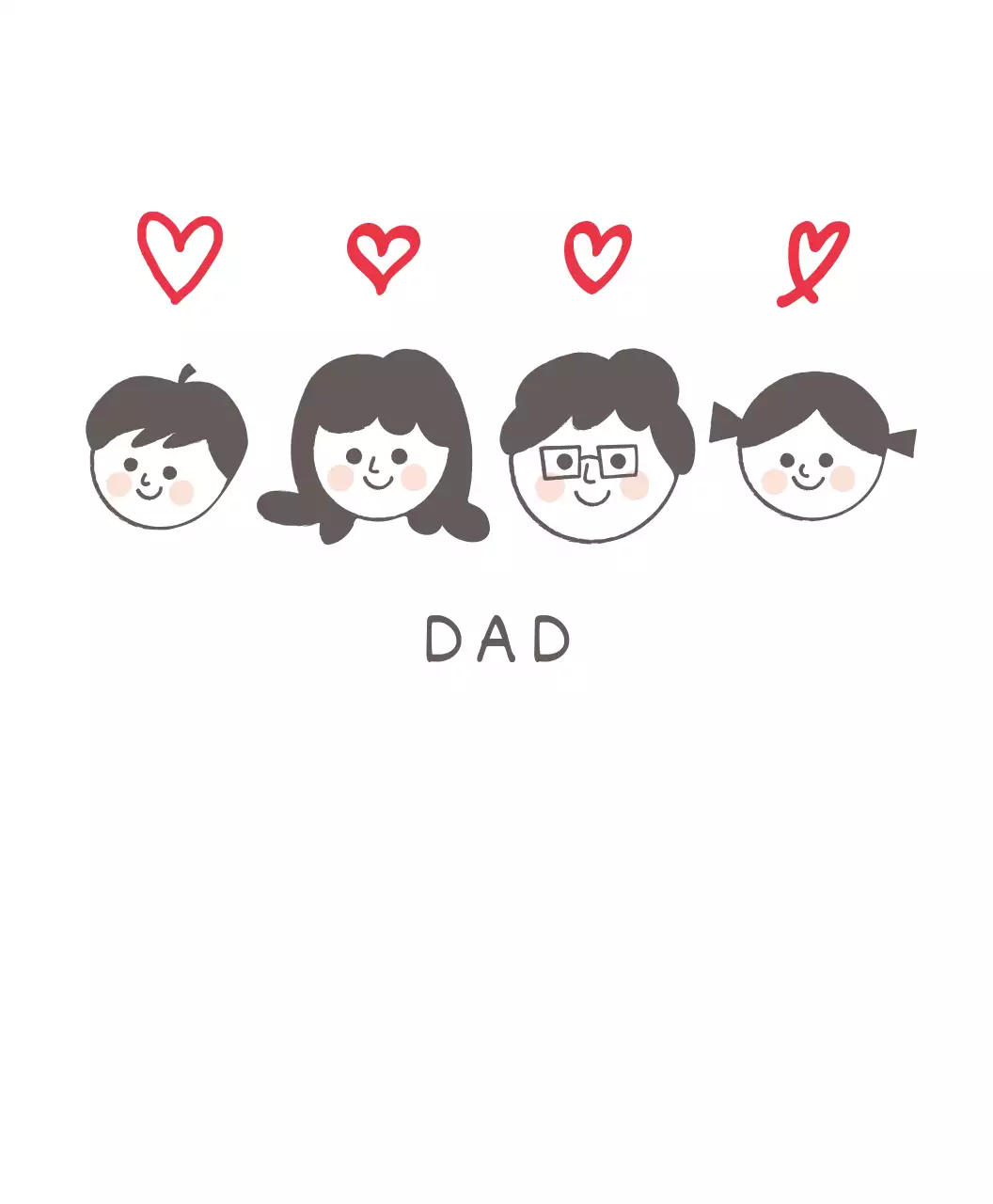 T-Shirt mit Doodle Doodle-wie gezackte Schrift warme Herzen und niedliche Familie Illustration