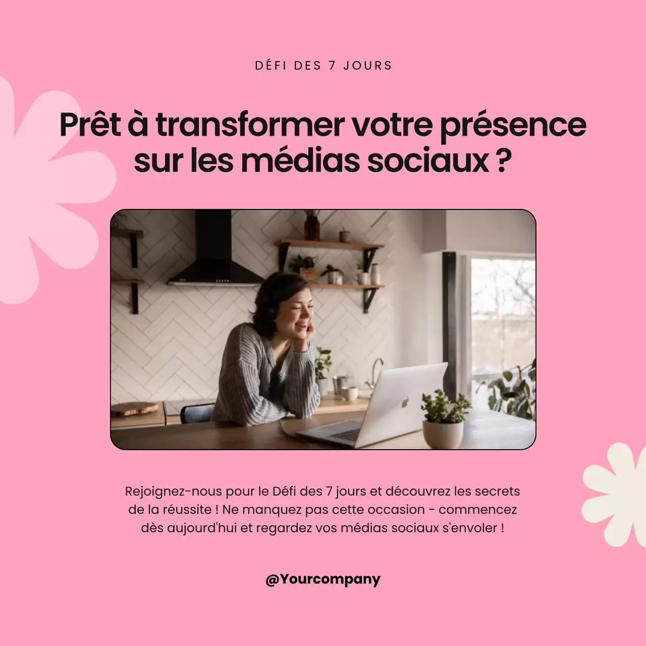 Campagne Black and Pink Modern Social Media 7 Days Challenge