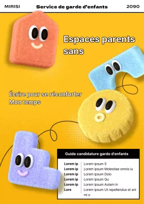 Offres d'emploi en jaune, noir et blanc dans le domaine de la garde d'enfants