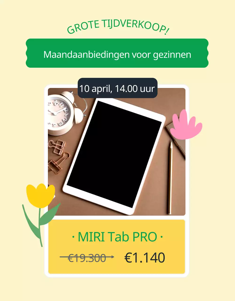 Groene en gele gezinsmaandproducten promoten