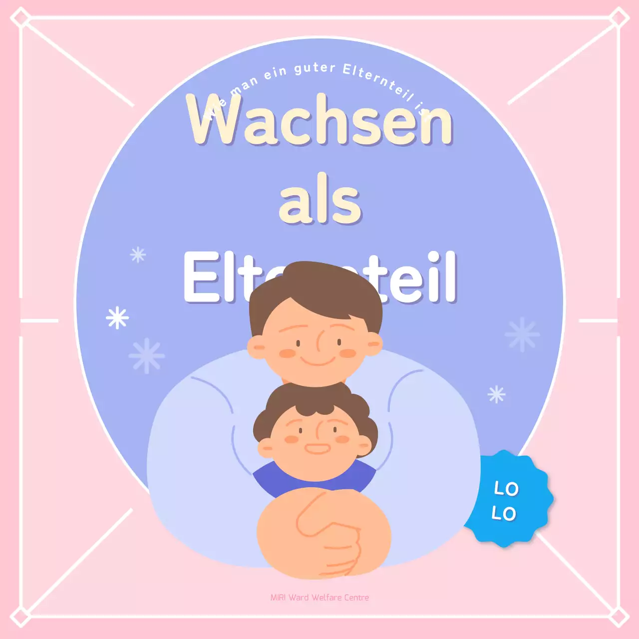 Werbung für einen niedlichen Elternkurs in Rosa und Mauve