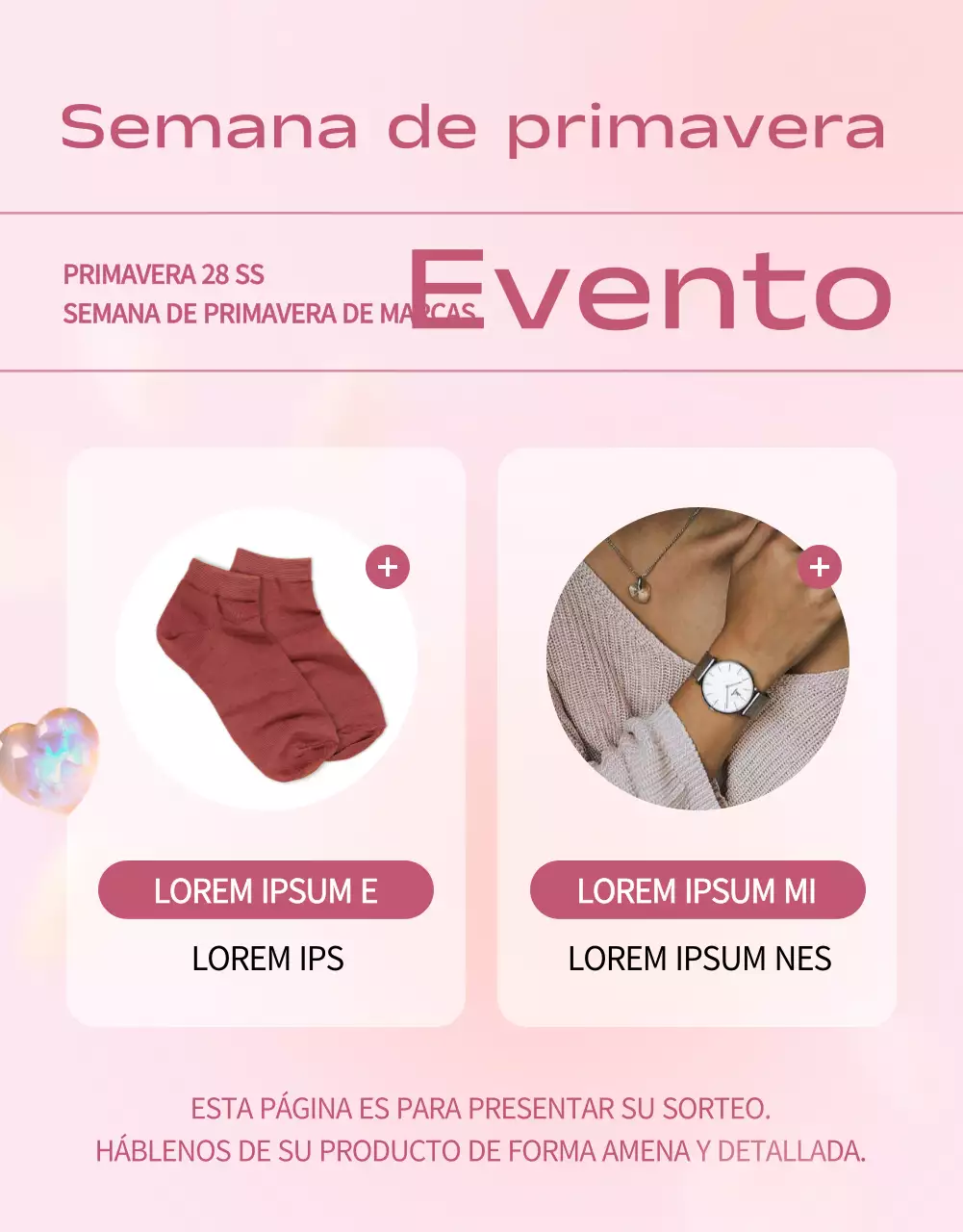 Moderno anuncio promocional de primavera en rosa y amarillo