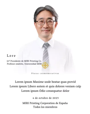 Placa conmemorativa con ilustraciones y fotos de lujo