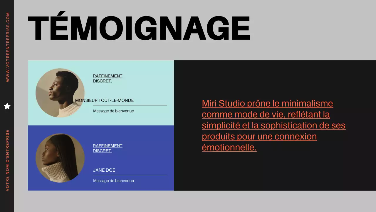 Profil d'entreprise moderne et minimaliste orange et noir