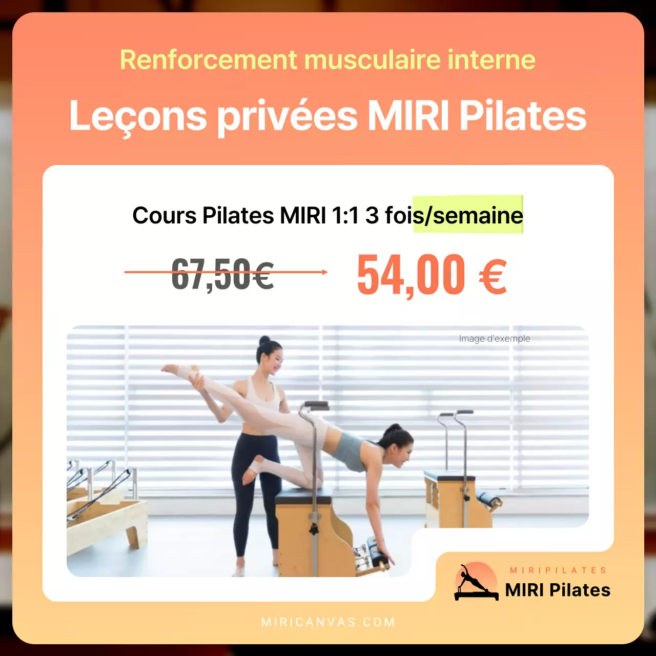 Promouvoir les cours de Pilates dans des couleurs orange et fluorescentes à la mode
