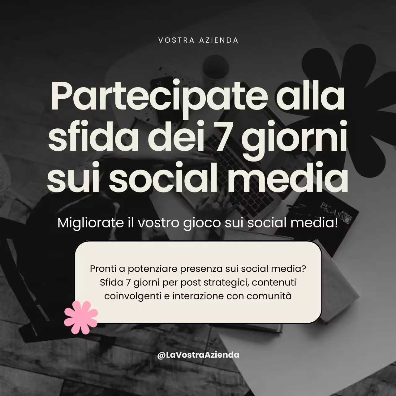 Campagna di sfida dei 7 giorni sui social media moderni in rosa e nero