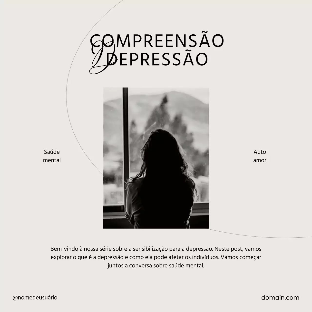 Bege Preto e Branco Mínimo Cuidados de saúde mental Campanha de amor-próprio