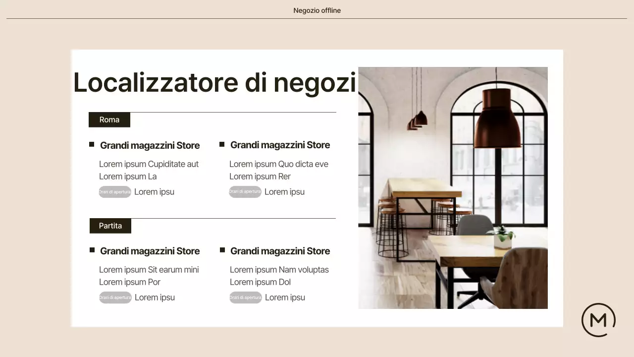 Una semplice caffetteria in beige e bianco Spiegato