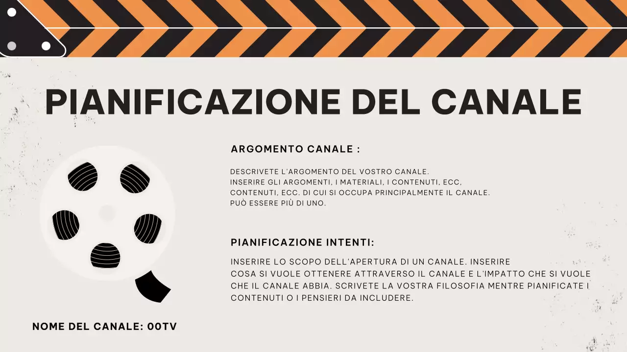 Piano dei contenuti video retrò rosso e arancione