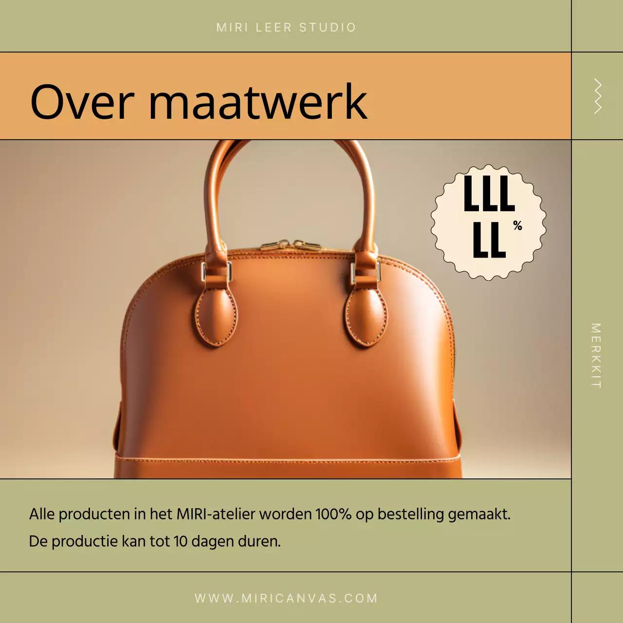 Een moderne leerwerkplaats in kaki en beige promoten