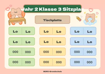 Hängen Sie einen hübschen rosa-gelben Sitzplan für das Klassenzimmer auf