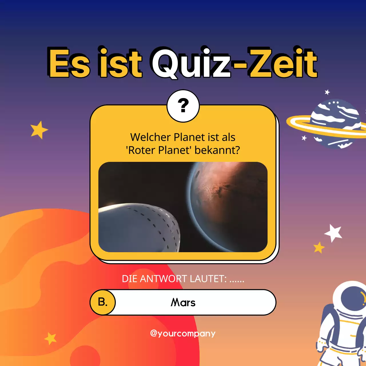 Navy Blue Animation Planet Trivia Quiz Werbung
