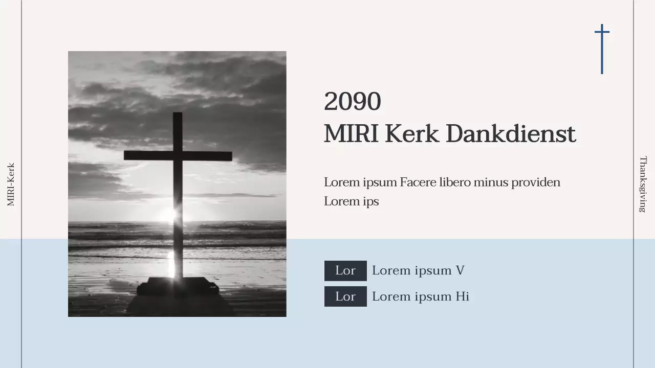 Eenvoudige kerkdienstgids in lichtblauw en marineblauw