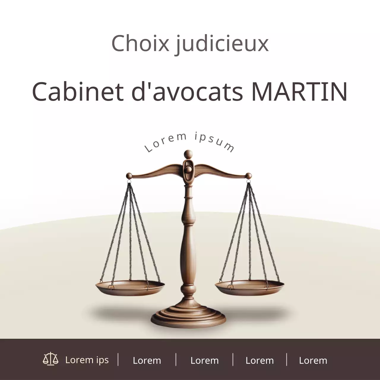 Promouvoir un cabinet d'avocats moderne en marron et beige