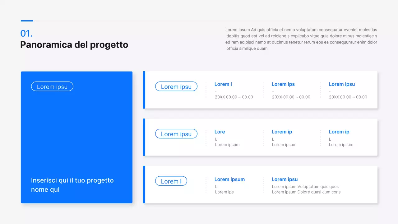Una moderna proposta di progetto collaborativo in bianco e blu per un progetto industria-università
