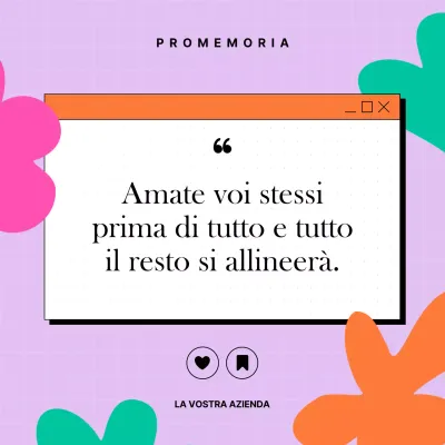 Pubblicità in grassetto viola sull'amore per se stessi