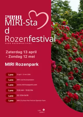 Rode en moderne promotiefolder Rozenfestival
