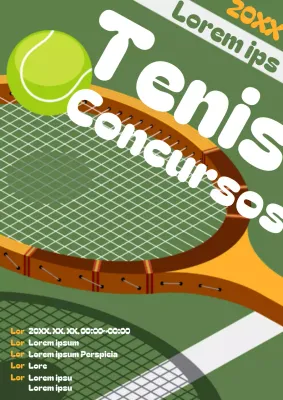 Cartel promocional pop art de torneo de tenis en verde