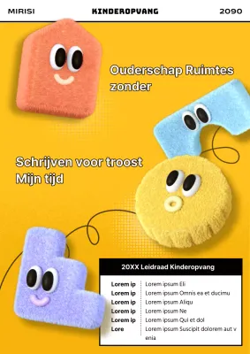 Kitscherige gele, zwarte en witte vacatures voor kinderopvang