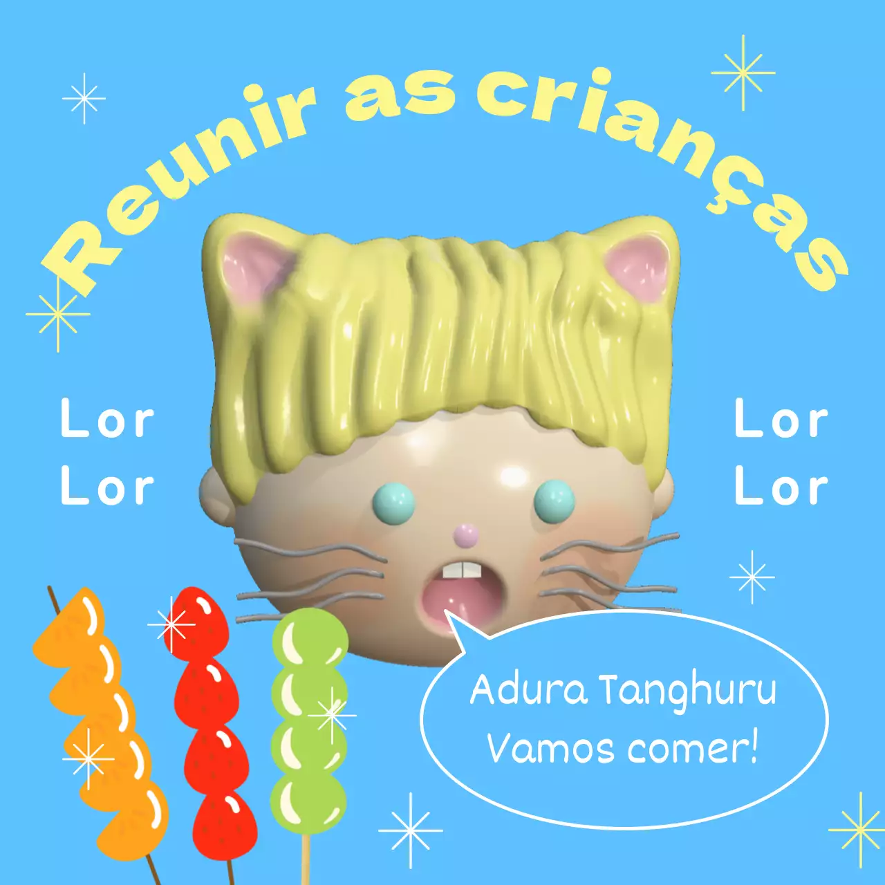 Anúncio de venda de Tanghuru para o Dia da Criança em azul claro e amarelo