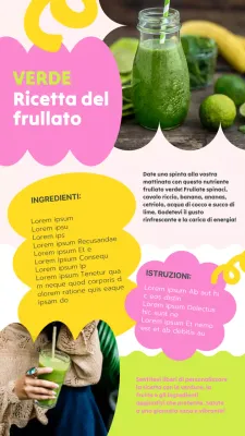 Ricetta del frullato verde rinfrescante naturale verde e giallo