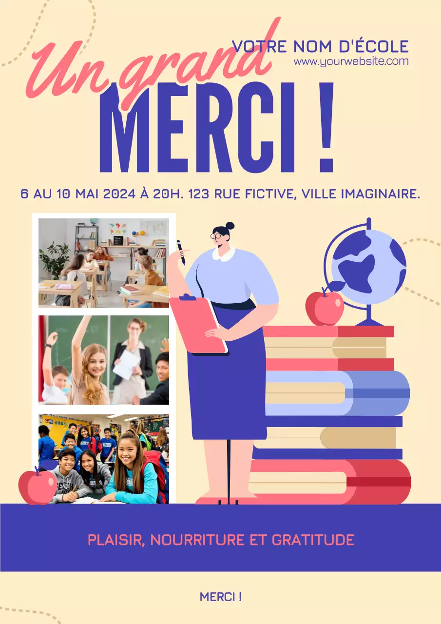 Publicité pour l'événement de la semaine d'appréciation des enseignants Rose Bleu Moderne