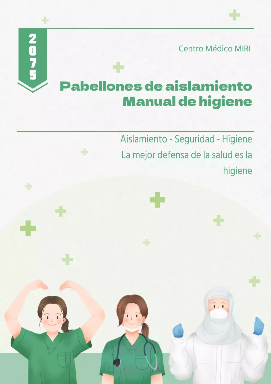 Bonita portada verde y chartreuse para el manual de higiene del pabellón