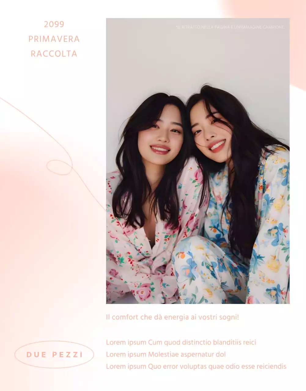 Introduzione di un nuovo pigiama minimalista rosa e bianco