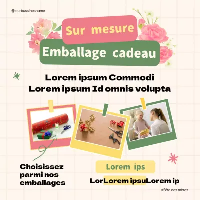 Publicité pour l'emballage des cadeaux de la fête des mères en rose et vert naturel