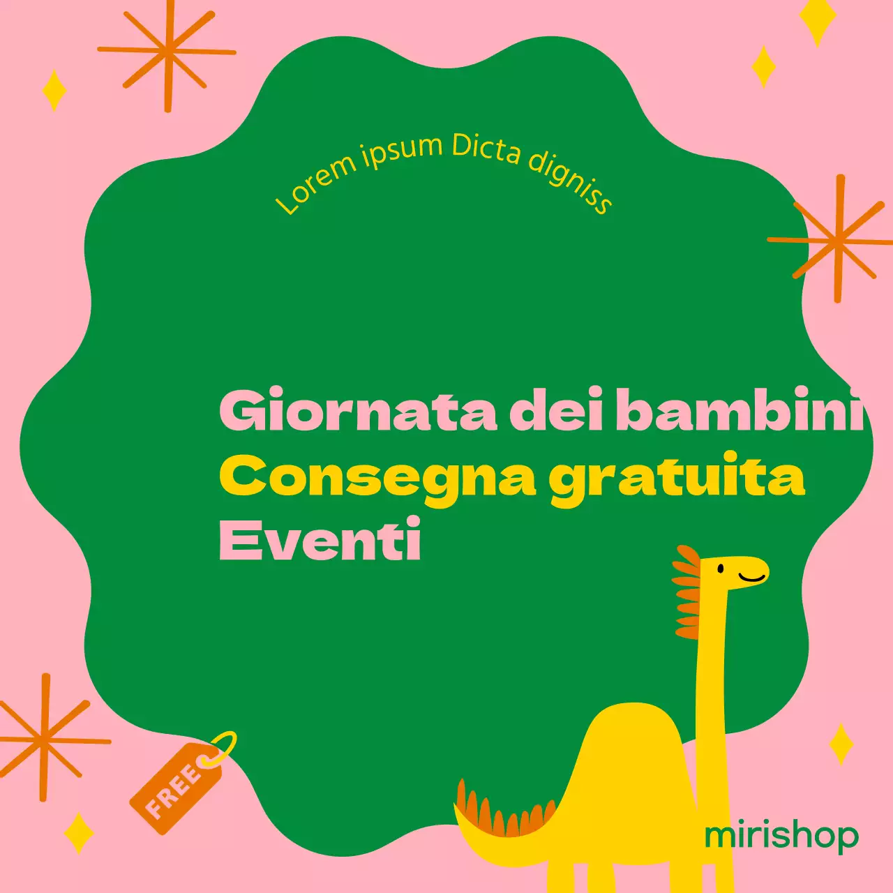 Postazione di vendita tropicale a mercato aperto in giallo e rosa