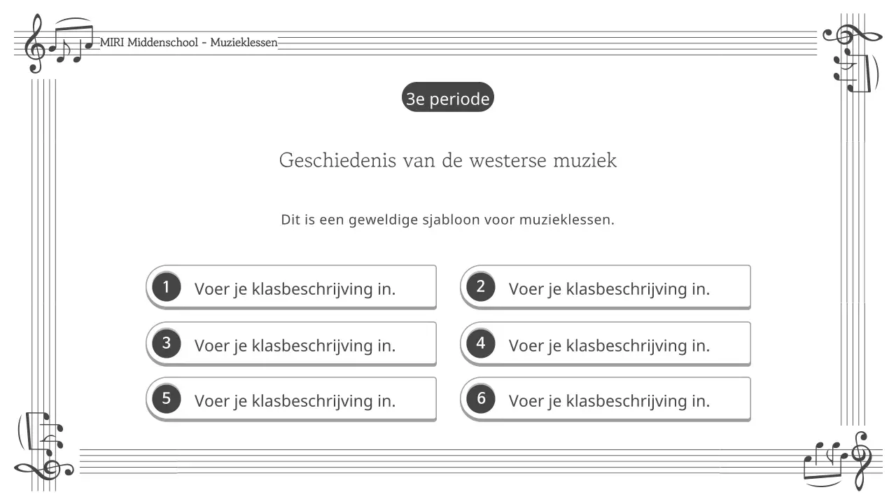 Eenvoudig zwart-wit lesmateriaal voor muziek