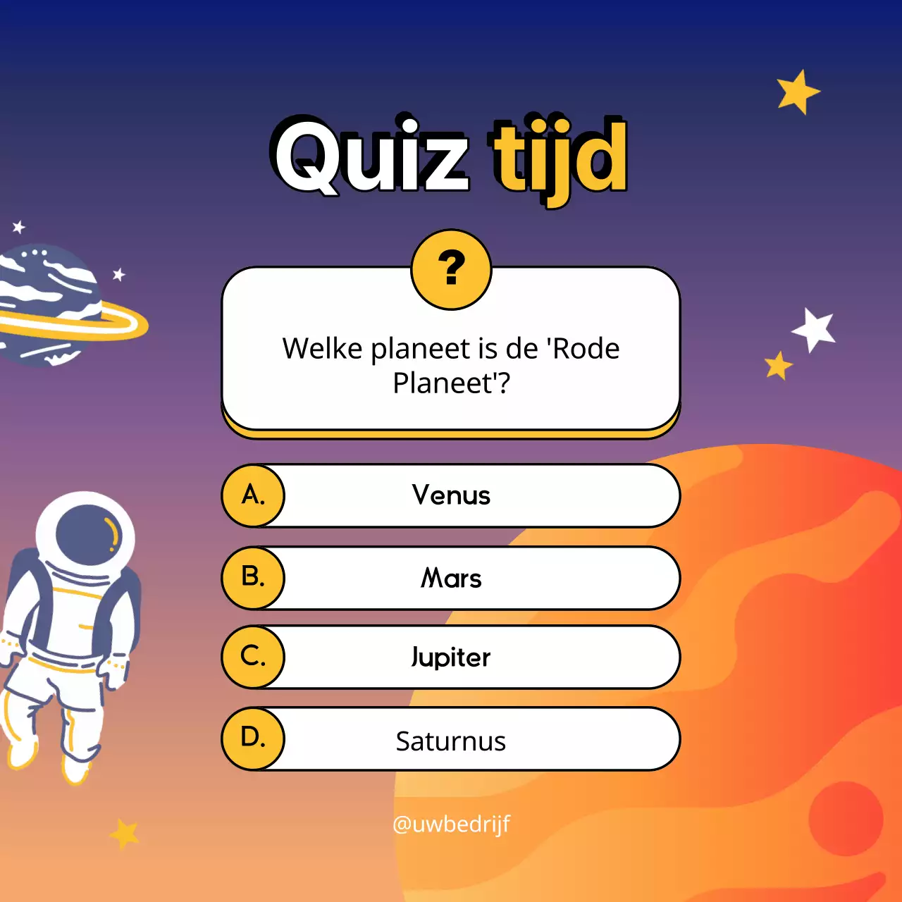 Marineblauw Animatie Planeet Trivia Quiz Publiciteit