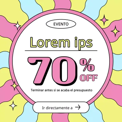 Kitschy anuncio de descuento de compras en rosa y amarillo