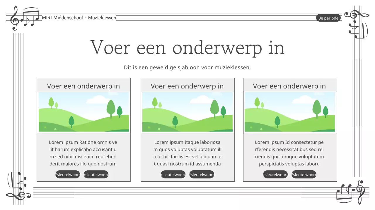 Eenvoudig zwart-wit lesmateriaal voor muziek