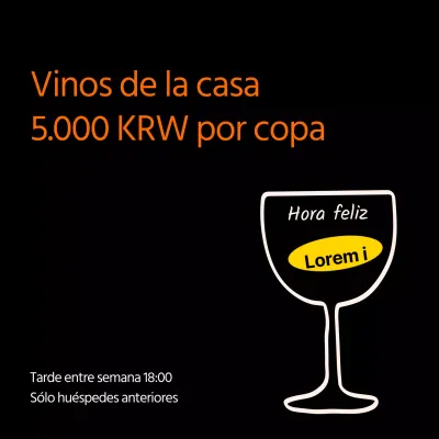 Un anuncio minimalista de la hora feliz en negro