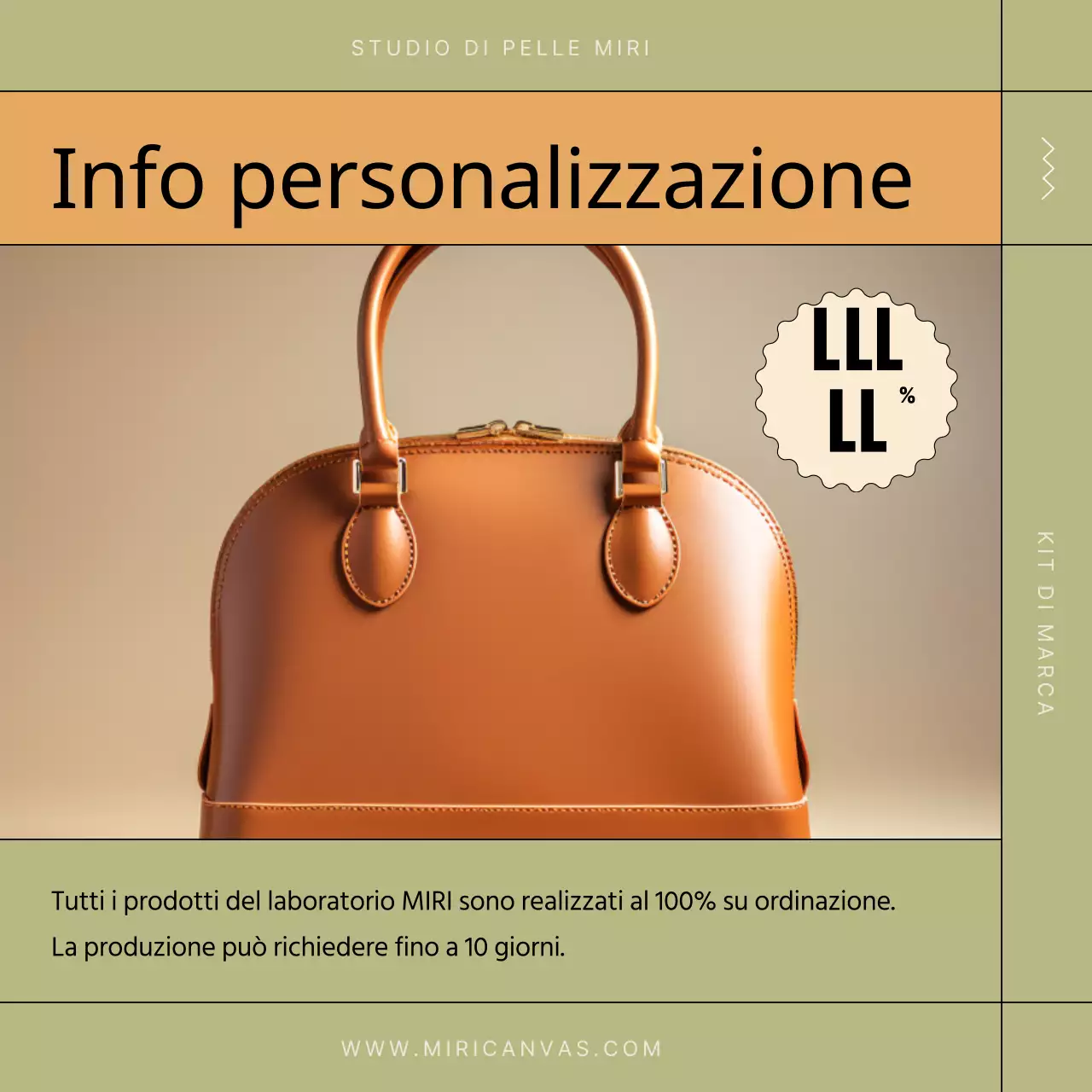 Promuovere un moderno laboratorio di pelletteria in kaki e beige