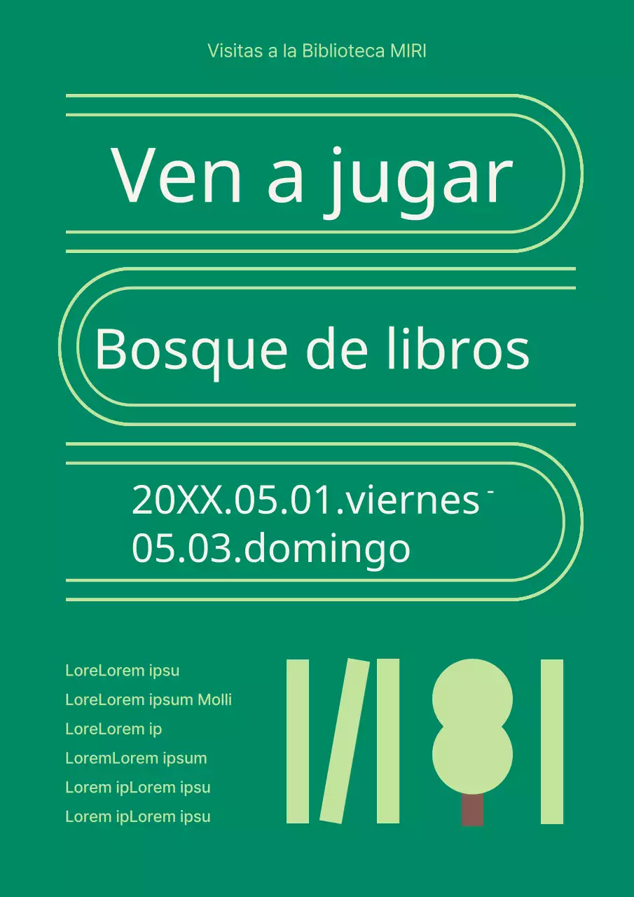 Una biblioteca sencilla en colores verde y chartreuse Anuncio de solicitud de visita a la biblioteca