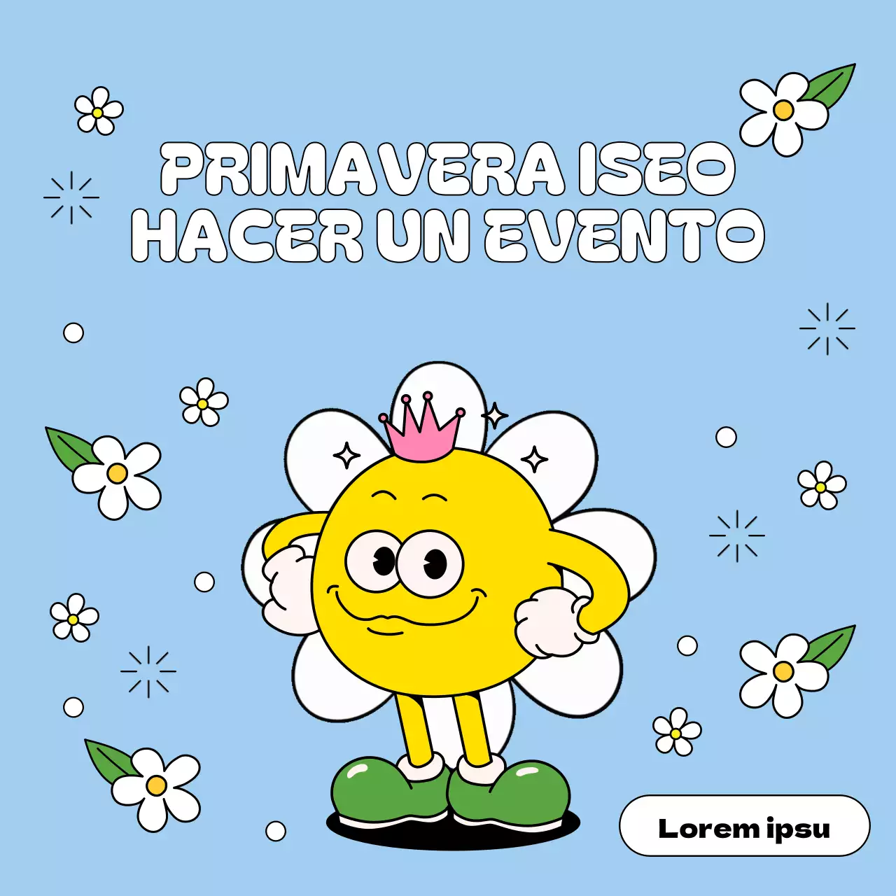 Un anuncio pop-art de las rebajas de primavera en amarillo y rosa