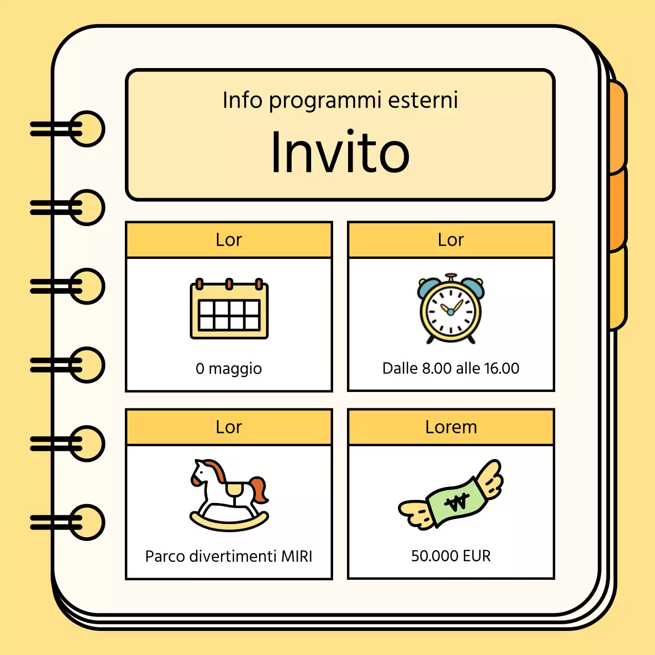 Un simpatico piano di lezione per una gita con sfondo arancione
